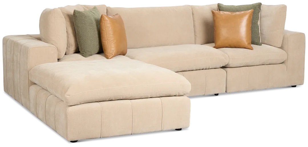 Cruz Light Beige Fabric 4-piece Bumper Sectional