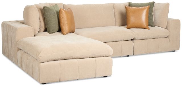 Cruz Light Beige Fabric 4-piece Bumper Sectional