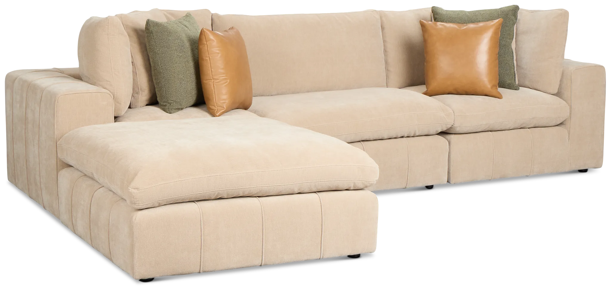 Cruz Light Beige Fabric 4-piece Bumper Sectional