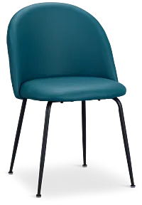 Capri Teal Micro Upholstered Side Chair W/ Black Legs