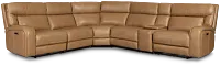Jasper Light Brown Leather Medium Dual Power 2-arm Reclining Sectional
