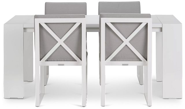 Linear White Dark Gray 70" Aluminum Table & 4 Cushioned Side Chairs