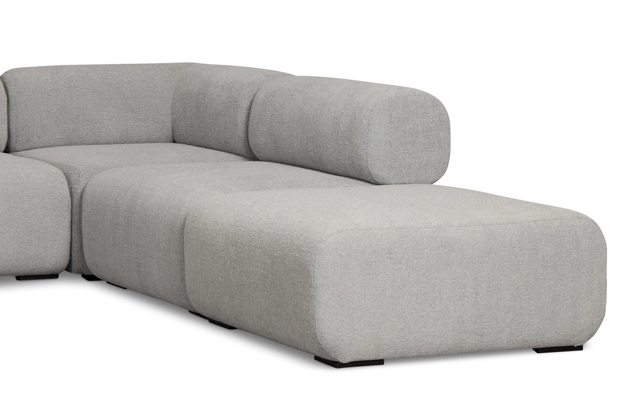 Celeste Light Gray Fabric 5-piece Right Facing Bumper Sectional