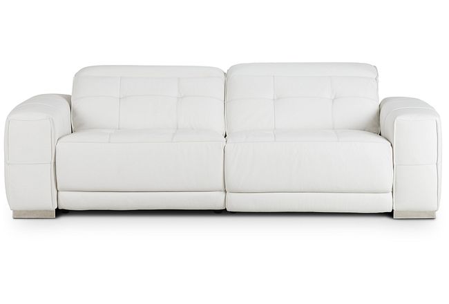 Reva White Leather Power Reclining Sofa