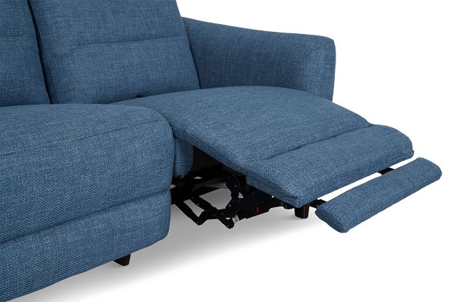 Keaton Blue Fabric Power Reclining Loveseat W/ Power Headrest