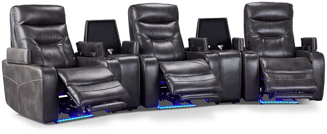 Slater2 Gray Micro Triple Power Reclining Home Theater Seating