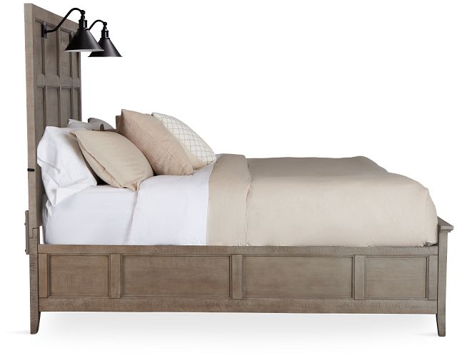 Heron Cove Light Tone Panel Bed With Lights