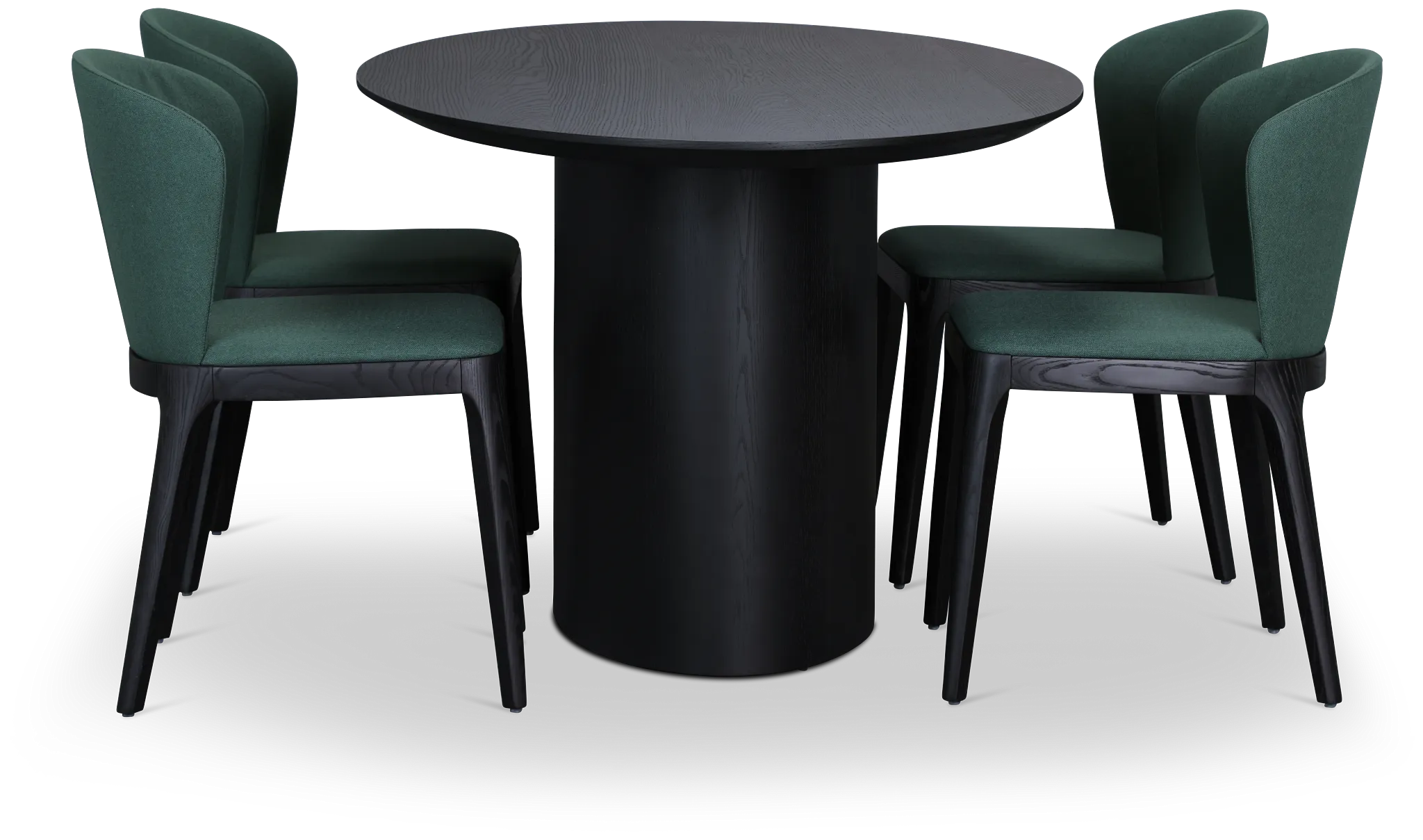Nomad Black 78" Oval Table & 4 Dark Green Chairs W/ Black Legs