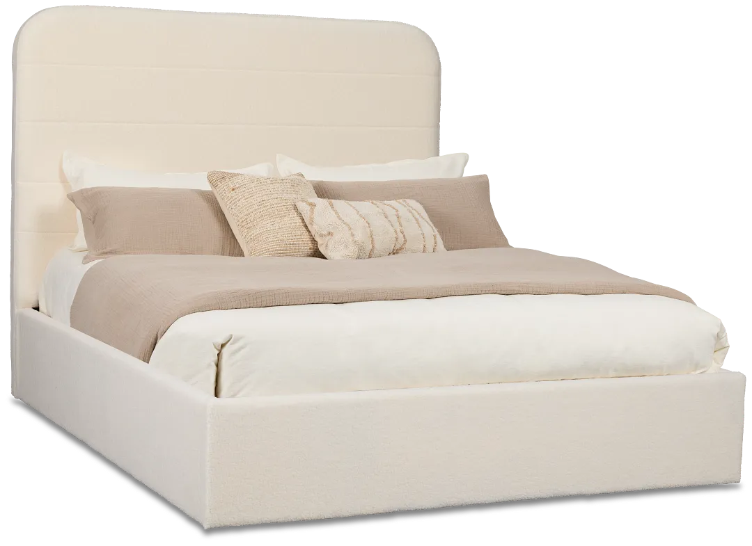 Lyndie Beige Upholstered Platform Bed
