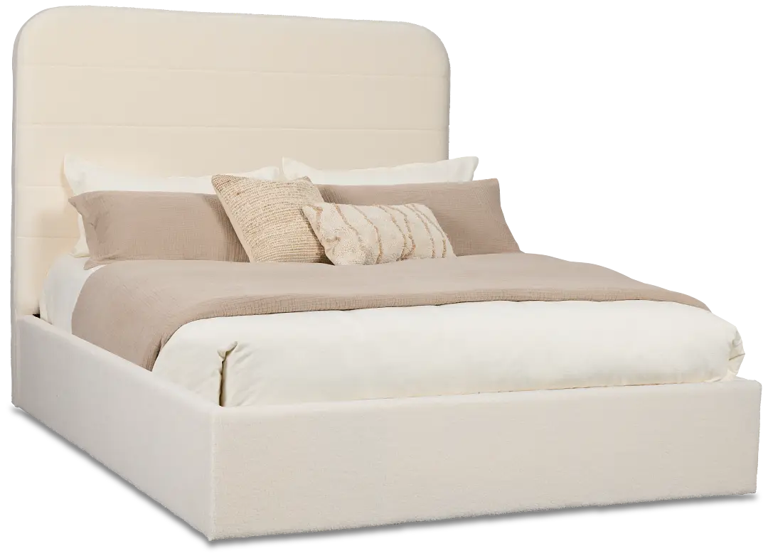 Lyndie Beige Upholstered Platform Bed Lyndie Beige Upholstered Platform Bed