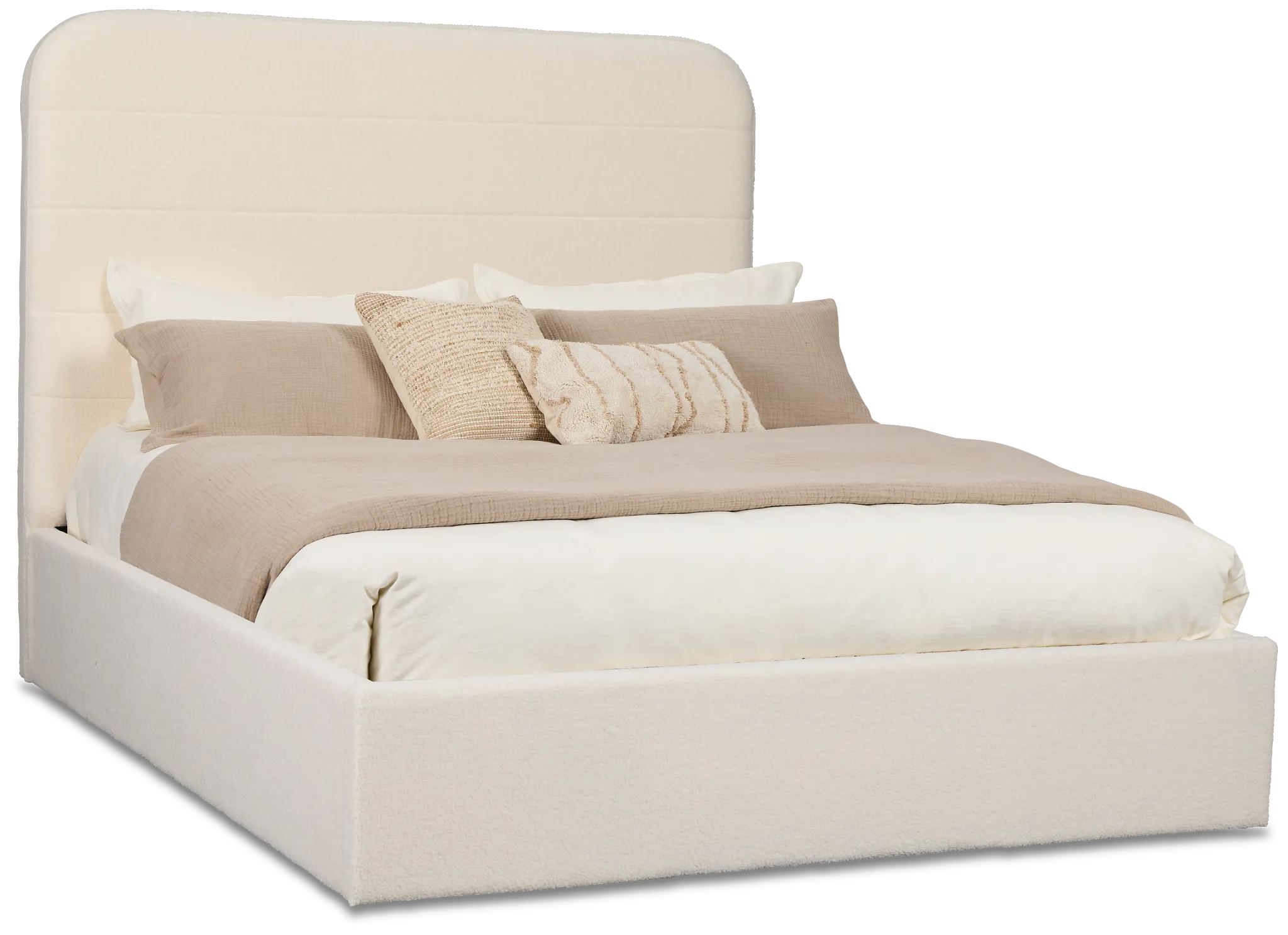 Lyndie Beige Upholstered Platform Bed