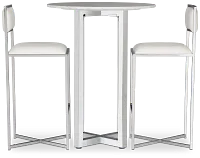 Amalfi White Marble Pub Table & 2 Metal Barstools