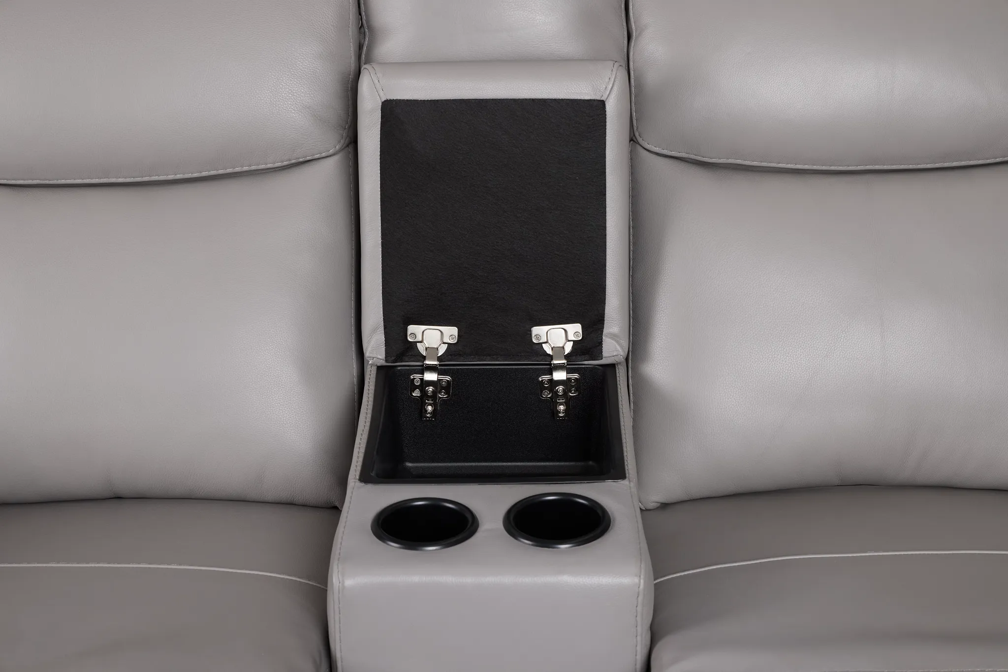 Walker Light Gray Lthr/vinyl Reclining Console Loveseat