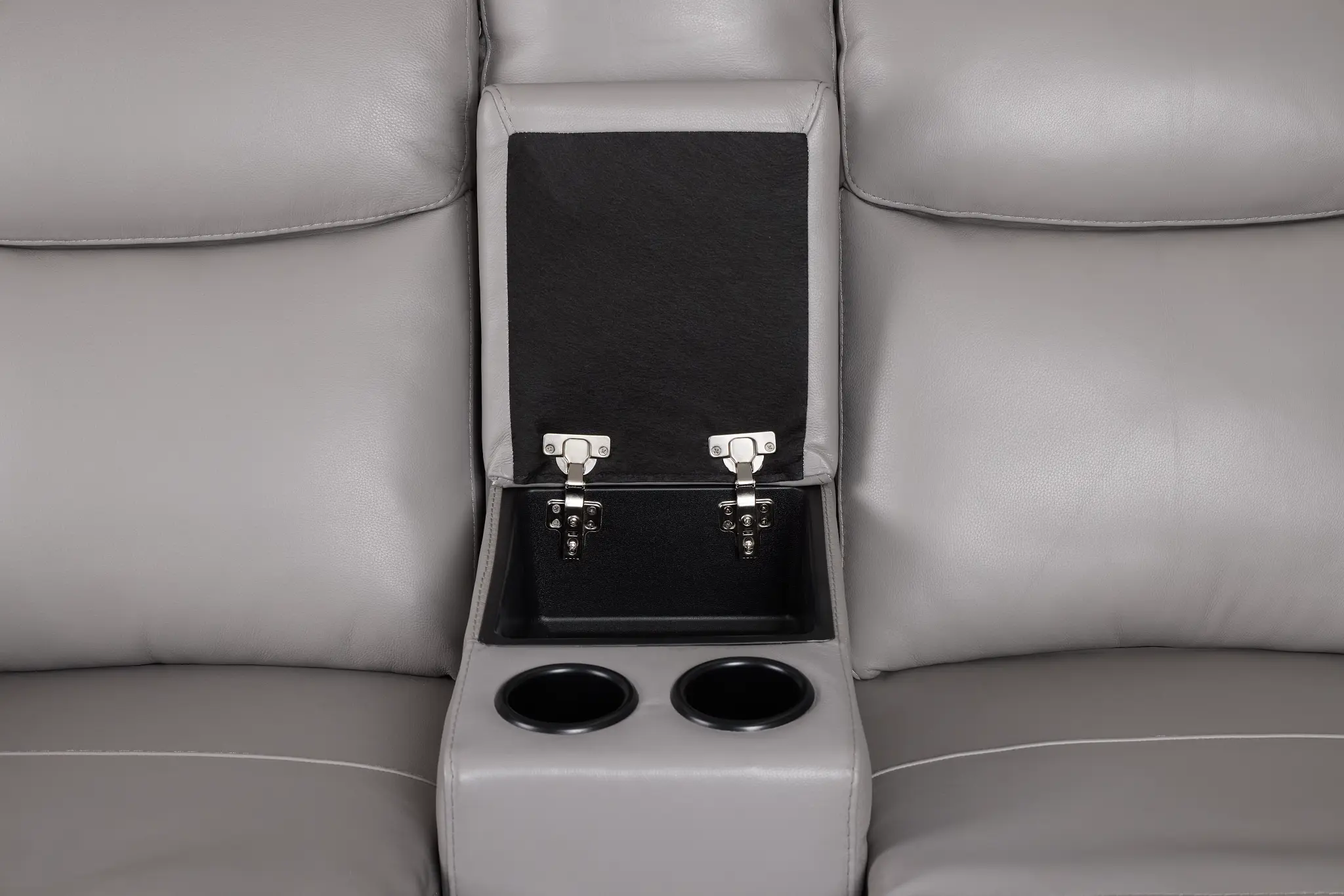 Walker Light Gray Lthr/vinyl Reclining Console Loveseat Walker Light Gray Lthr/vinyl Reclining Console Loveseat