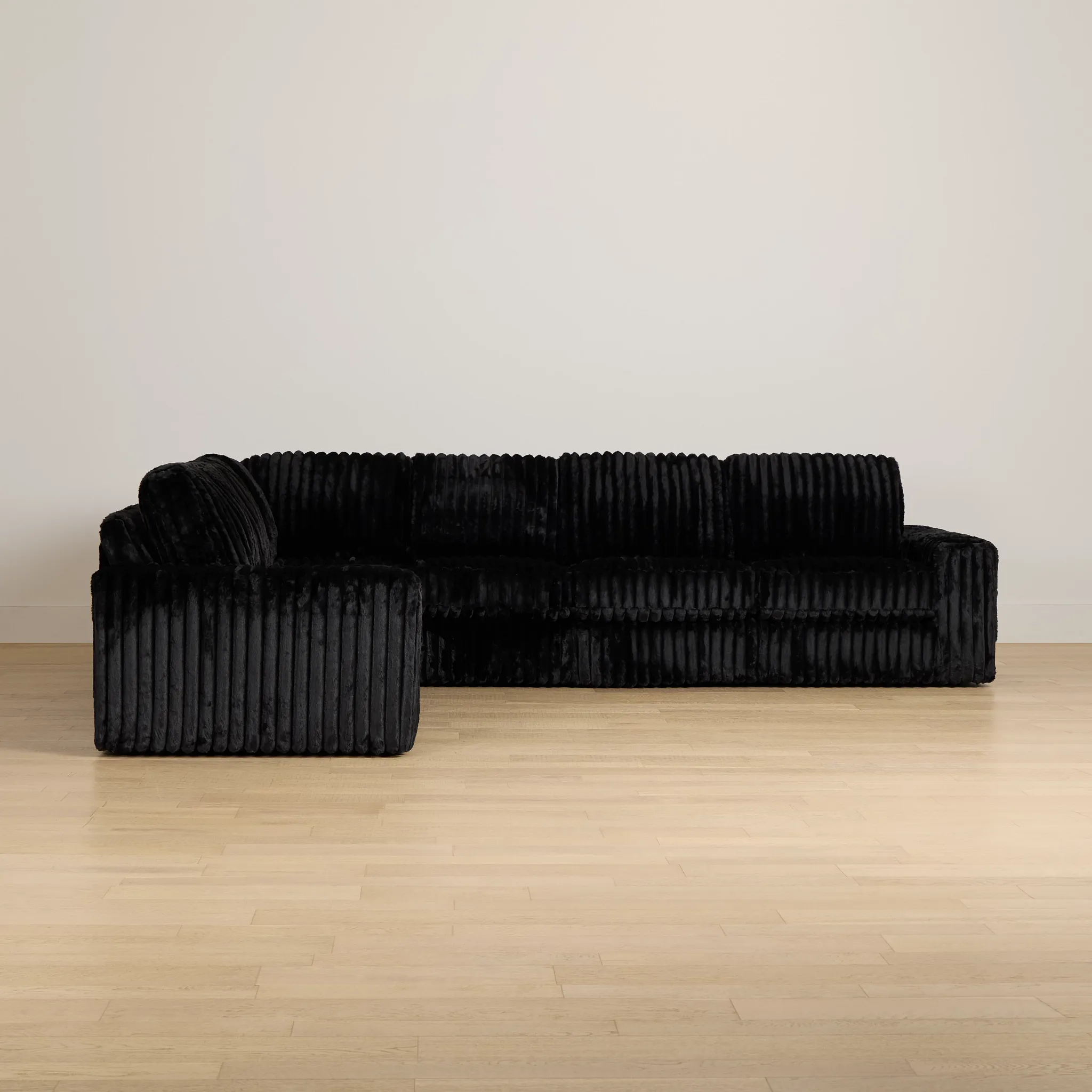 Teddy Black Fabric Medium Two-arm Sectional