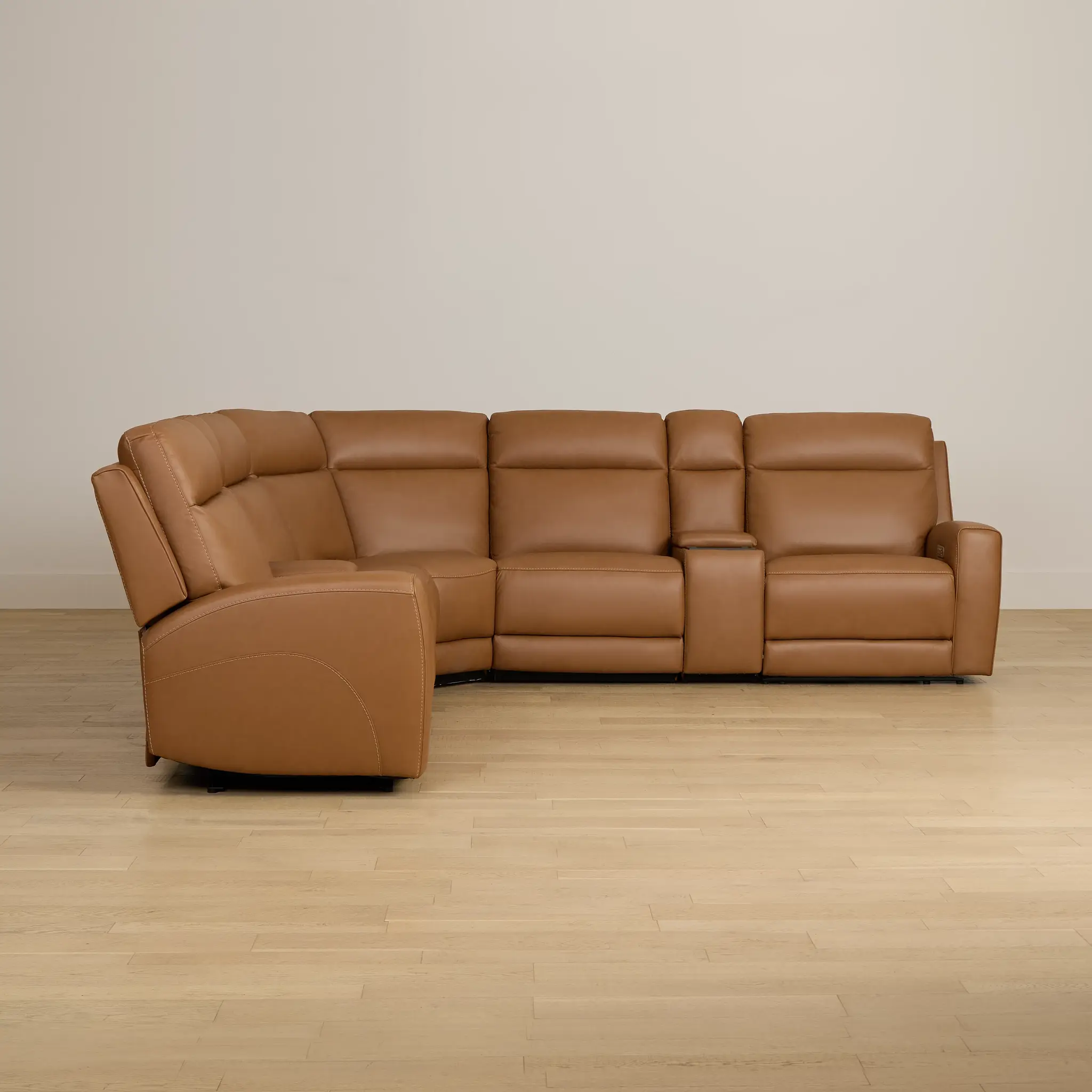 Flexsteel Belmont Medium Brown Lthr/vinyl Large Dual Power Reclining Two-arm Sectional Flexsteel Belmont Medium Brown Lthr/vinyl Large Dual Power Reclining Two-arm Sectional