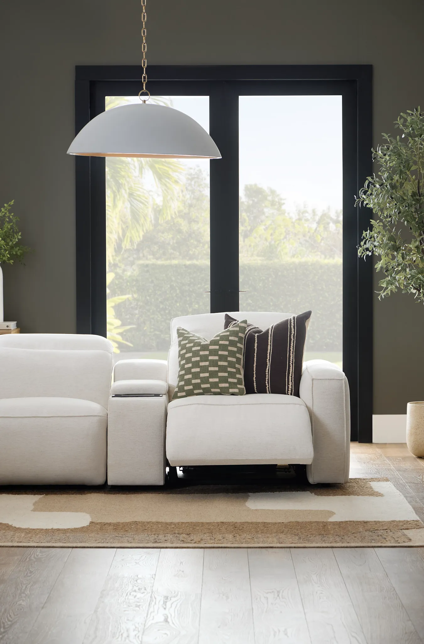 Ryland White Fabric Medium Dual Power 2-arm Reclining Sectional