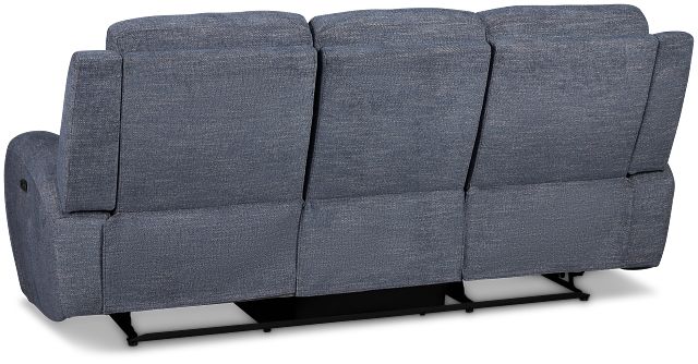 Walker Blue Fabric Power Reclining Sofa W/ Power Headrest