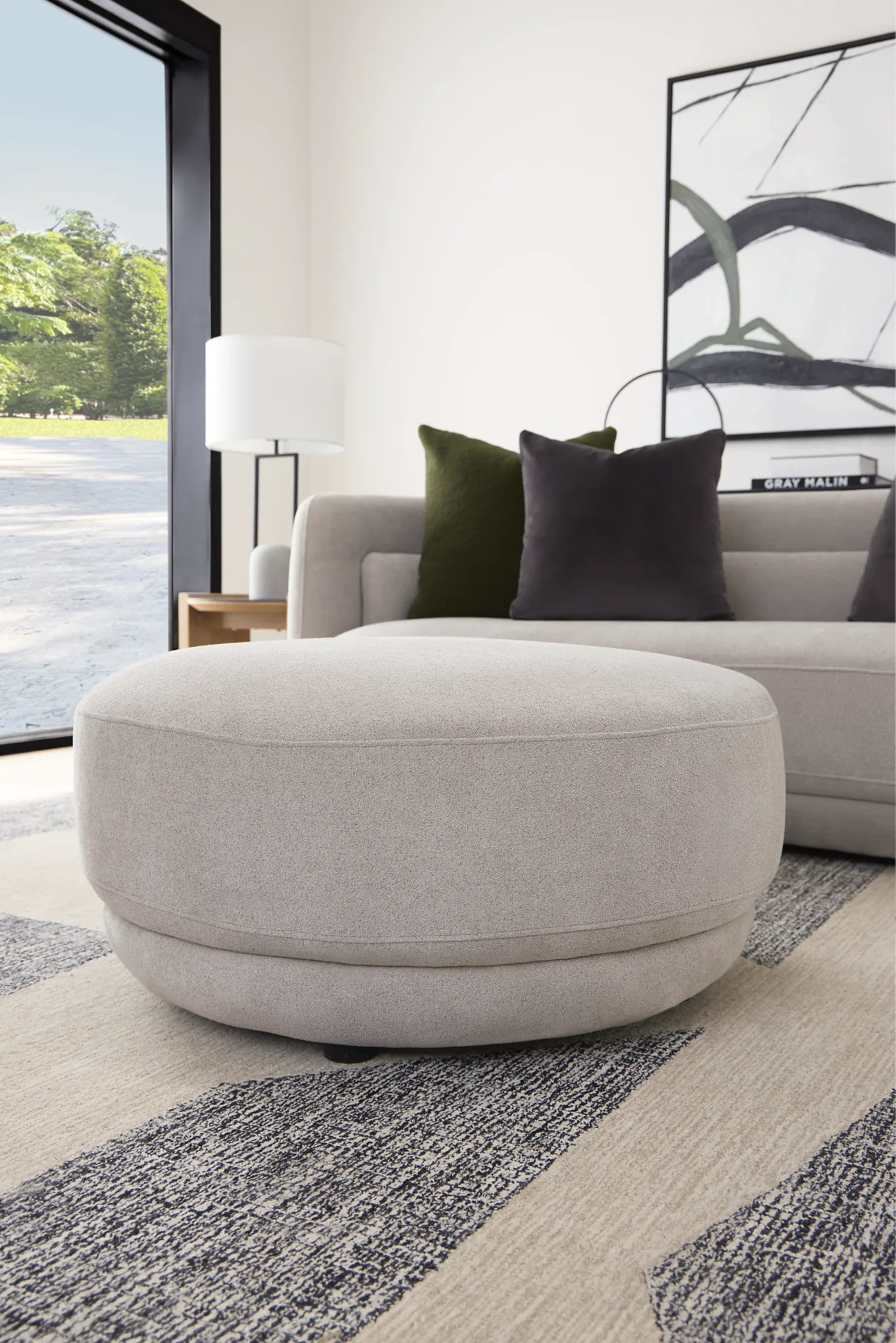Presley Light Gray Fabric Ottoman