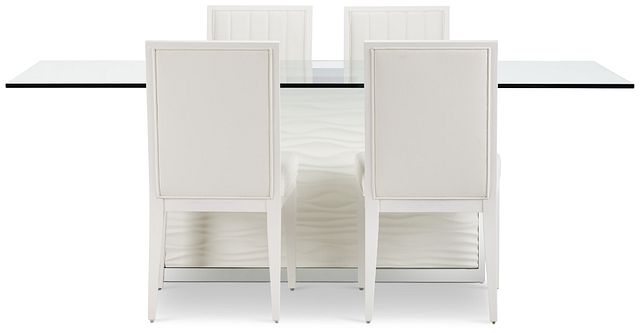 Ocean Drive 86" Glass Table & 4 Wood Chairs