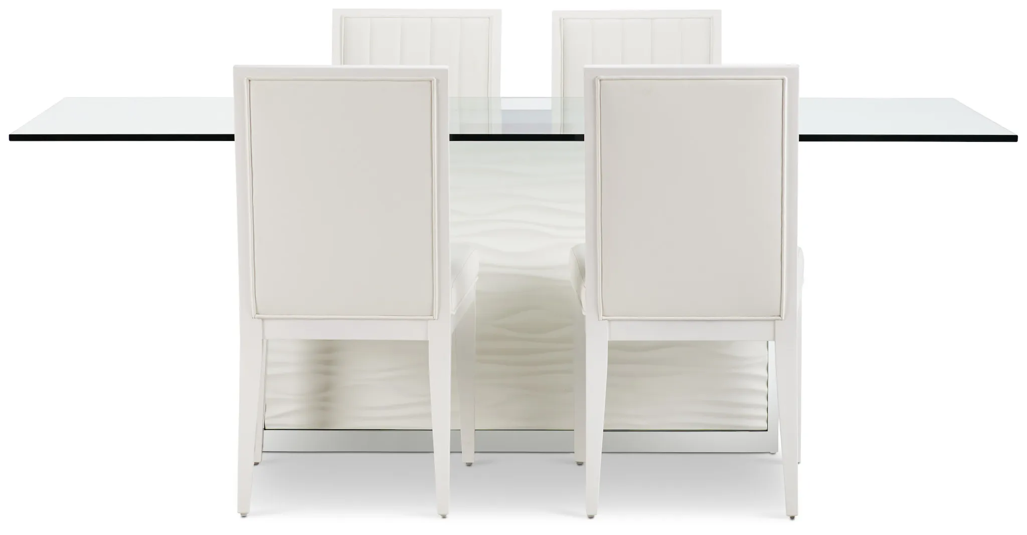 Ocean Drive 86" Glass Table & 4 Wood Chairs