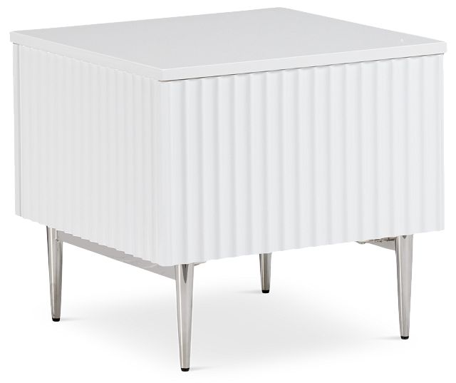 Surge White Rectangular End Table