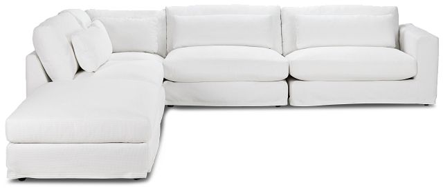 Cozumel White Fabric 5-piece Left Facing Bumper Sectional