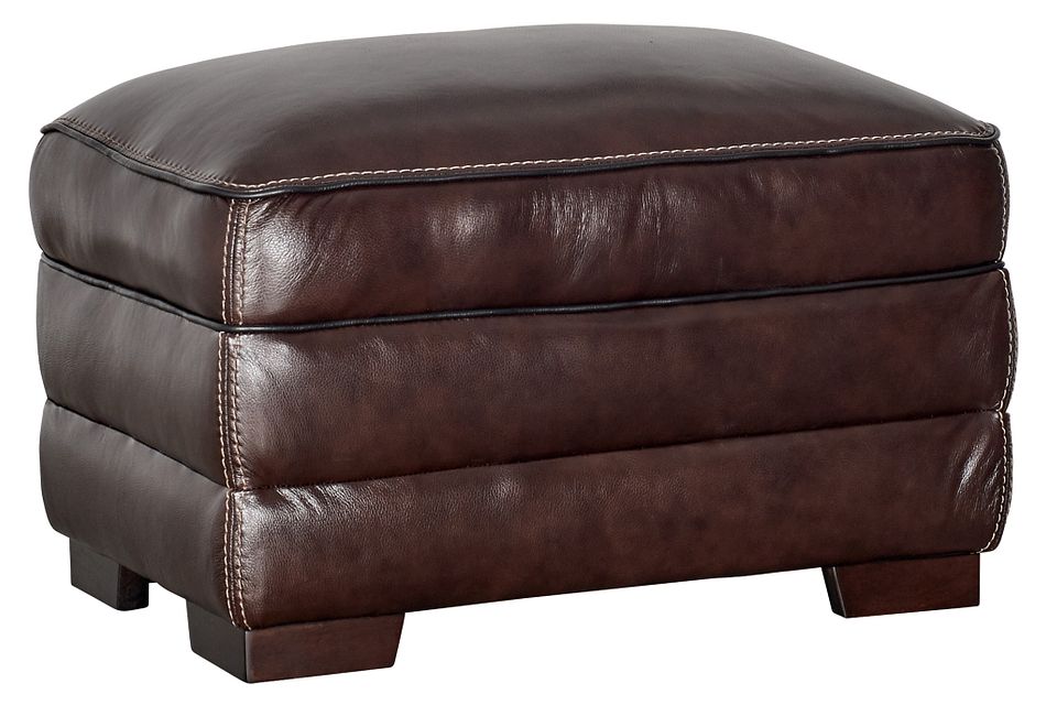 Alexander Dark Brown Leather Ottoman Living Room Ottomans City Furniture