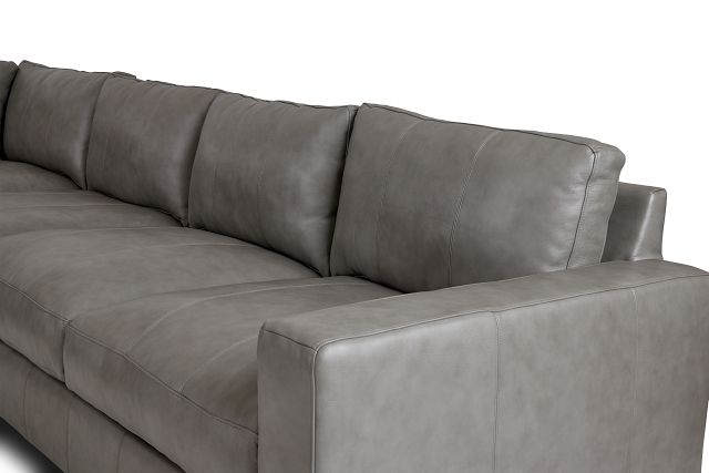 Dawkins Gray Leather Large Two-arm Sectional