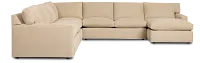 Hudson Beige Fabric Large Right Chaise Sectional