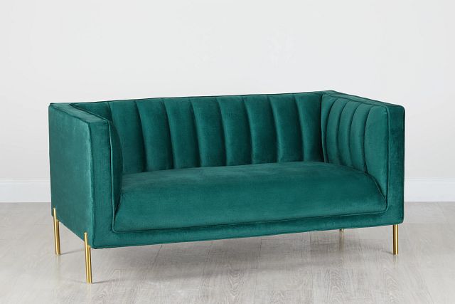 Bella Dark Green Velvet Loveseat