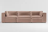 Destin Joya Light Pink Velvet 3-piece Modular Sofa