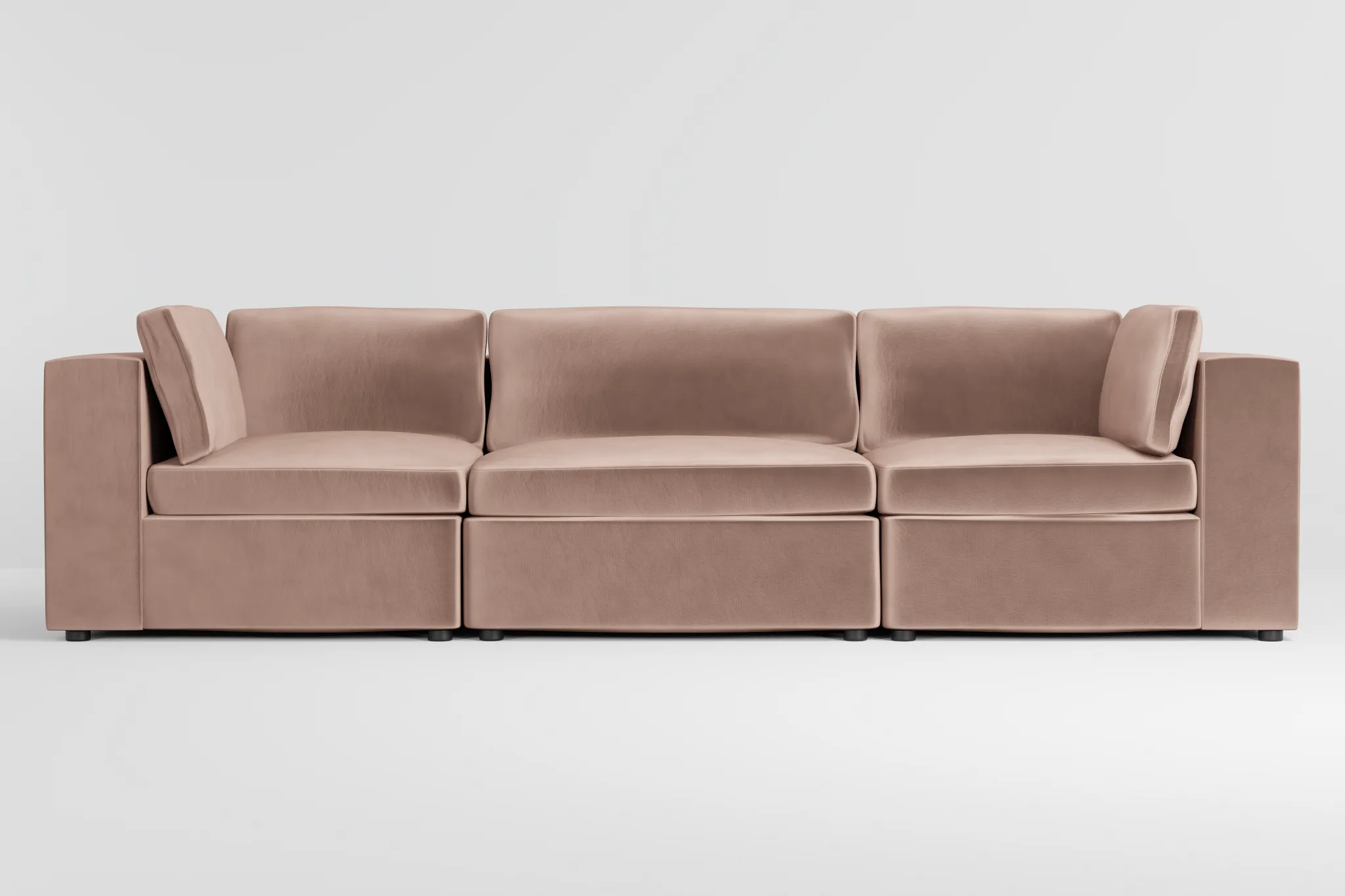 Destin Joya Light Pink Velvet 3-piece Modular Sofa