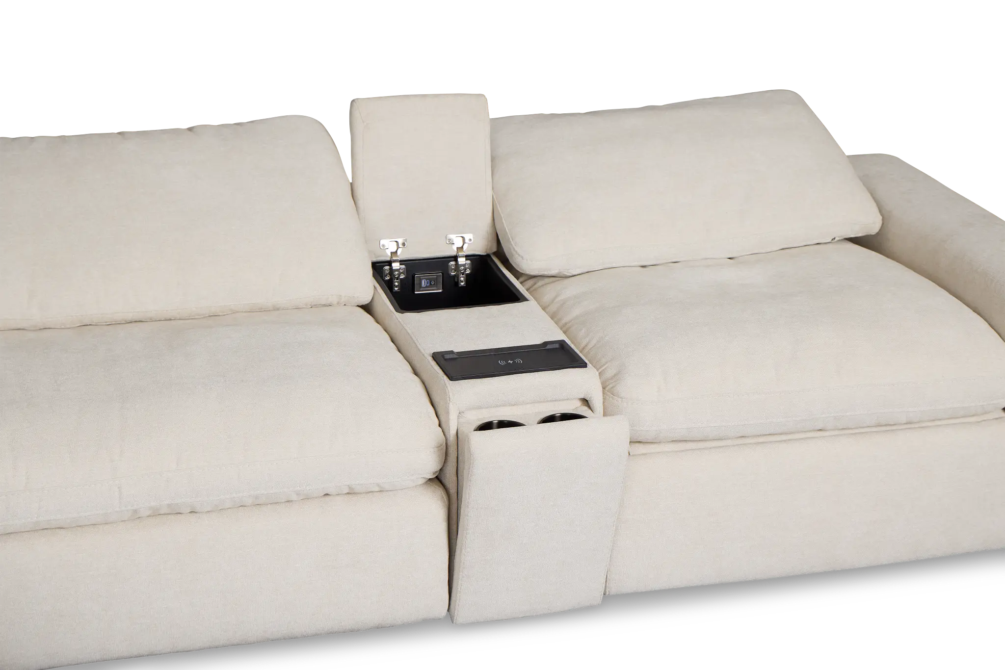 Drift Light Beige Fabric Large Triple Power Reclining Two-arm Sectional Drift Light Beige Fabric Large Triple Power Reclining Two-arm Sectional