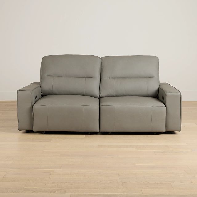 Rudy Gray Lthr/vinyl Power Extension Chaise Sofa