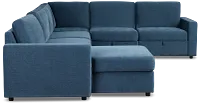 Addie Blue Fabric Medium Left Chaise Storage Sleeper Sectional