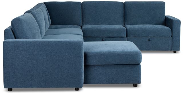 Addie Blue Fabric Medium Left Chaise Storage Sleeper Sectional
