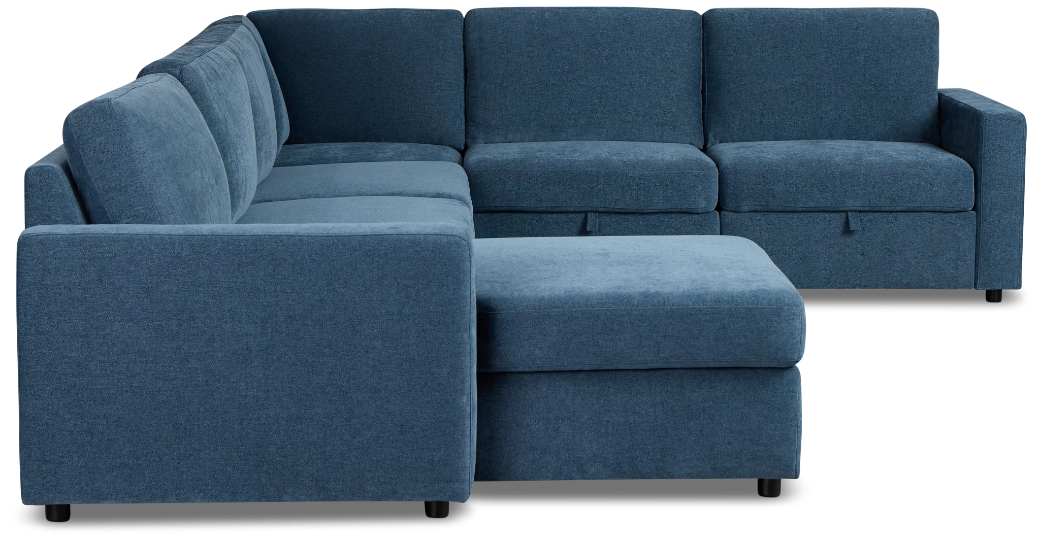 Addie Blue Fabric Medium Left Chaise Storage Sleeper Sectional