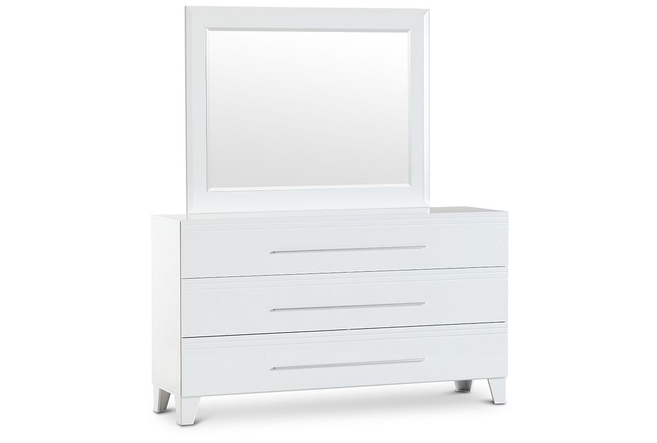 Midtown White Dresser & Mirror, (1)