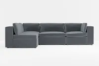 Destin Joya Gray Velvet 4-piece Modular Sectional