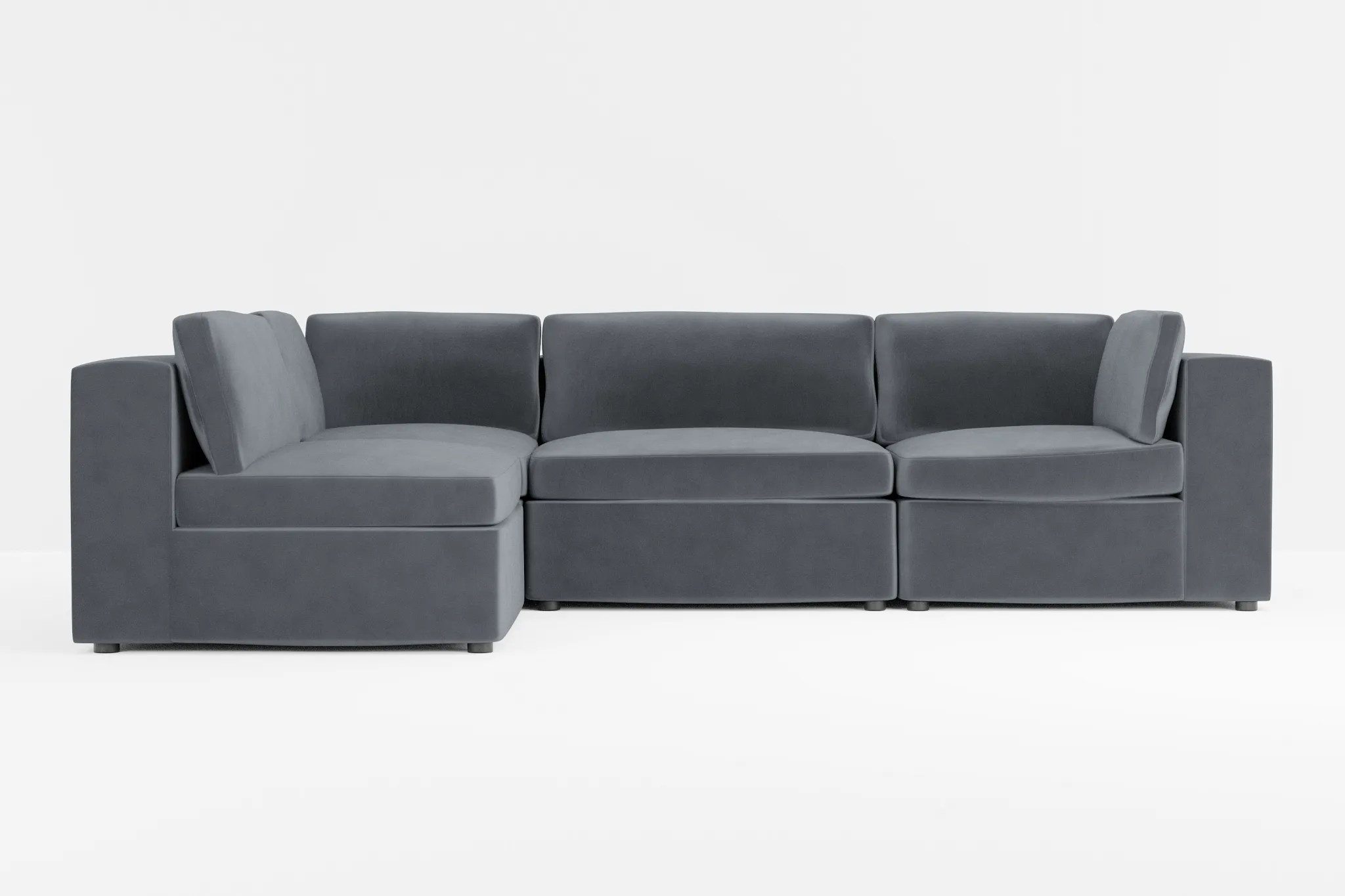 Destin Joya Gray Velvet 4-piece Modular Sectional