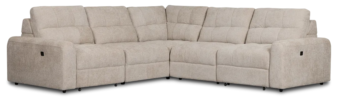 Hendrix Light Taupe Fabric Small Two Arm Power Extension Chaise Sectional