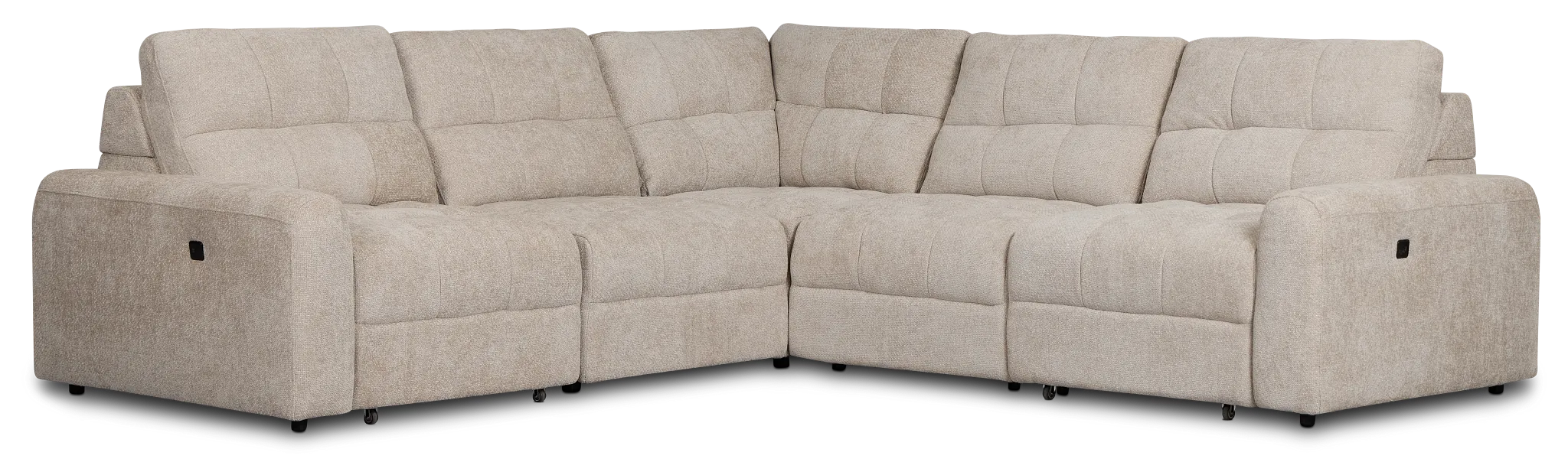 Hendrix Light Taupe Fabric Small Two Arm Power Extension Chaise Sectional