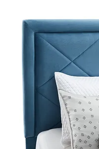 Collin Blue Velvet Platform Bed