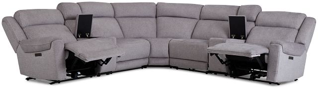 Beckett Gray Micro Large Dual Power Reclining Two-arm Sectional (2)