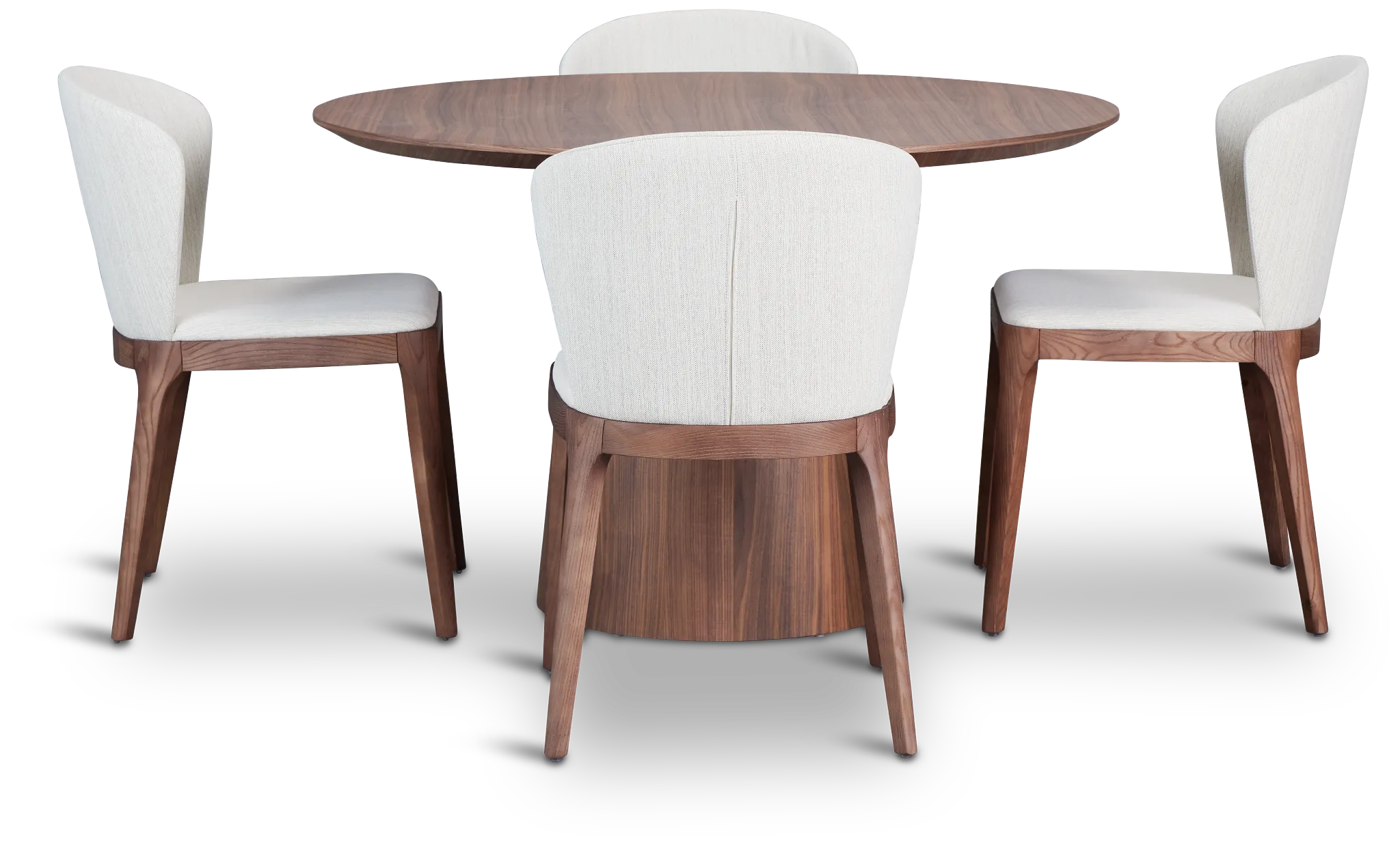 Nomad Mid Tone 47" Round Table & 4 Light Beige Chairs W/mid-tone Legs