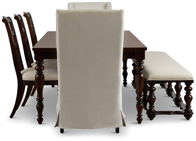 Savannah Dark Tone Rectangular Table And Mixed Chairs (5)