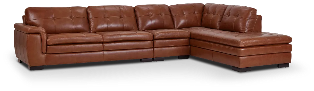 Braden Medium Brown Leather Medium Right Bumper Sectional