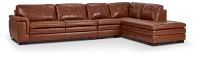 Braden Medium Brown Leather Medium Right Bumper Sectional