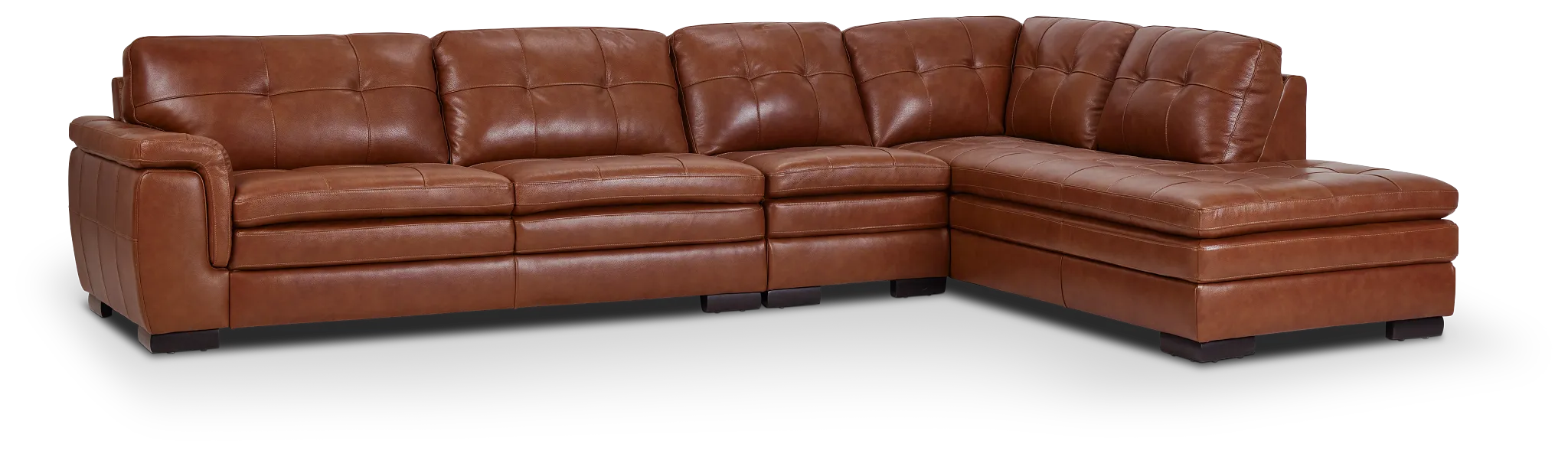 Braden Medium Brown Leather Medium Right Bumper Sectional